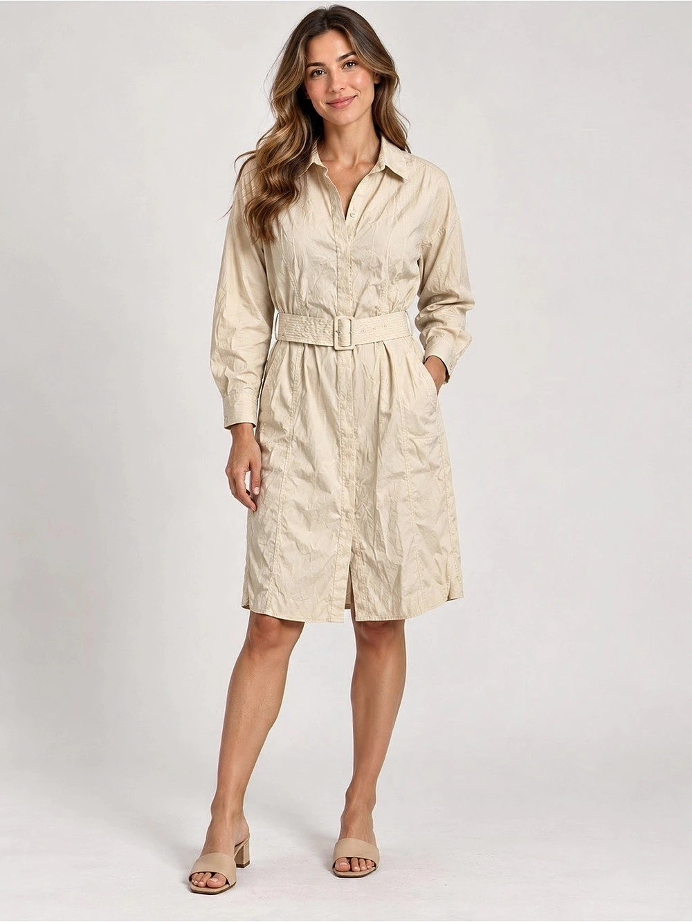 BOSS by Hugo Boss Shirt Dress in Cream Size 8 Like New
